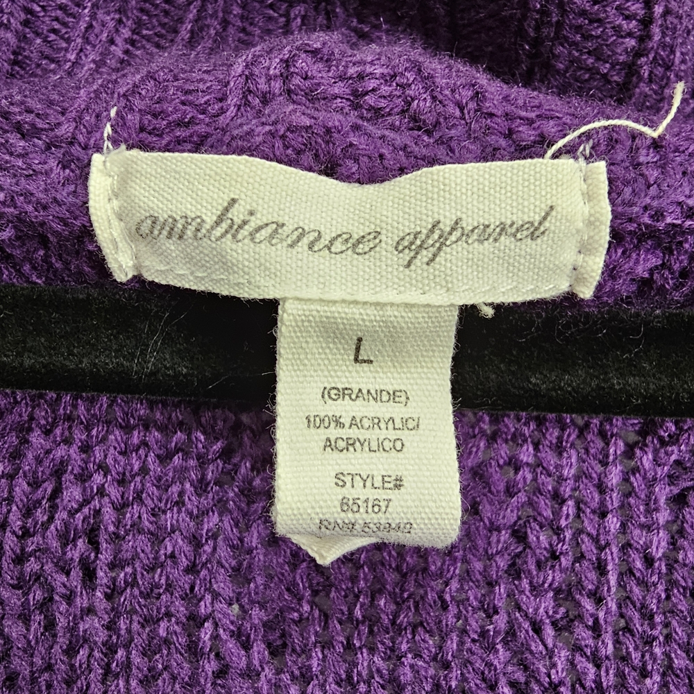 Ambiance Apparel Purple Women's Cardigan Sweater Large - Picture 5 of 5